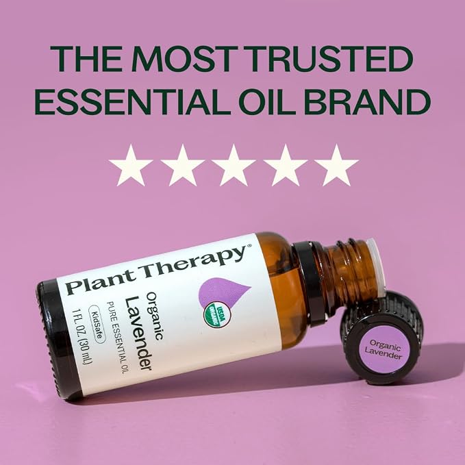 Plant Therapy Organic Lavender Essential Oil 100% Pure, USDA Certified Organic, Undiluted, Natural Aromatherapy for Diffusion & Topical Use, For Skin, Hair, Relaxation, Premium Therapeutic Grade 30 mL