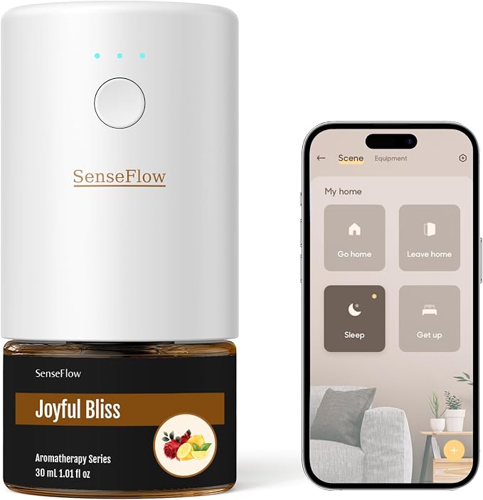 Essential Oil Refill 1.02oz/30ml - Free SF101 Waterless Aromatherapy Diffuser, Covers 1000 Sq Ft, 120-Day Natural Scent,Joyful Bliss