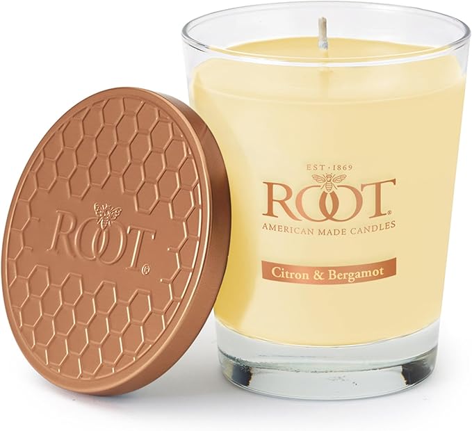 Root Candles Scented Candles Honeycomb Beeswax Blend Premium Handcrafted Candle, Large Veriglass, Citron & Bergamot