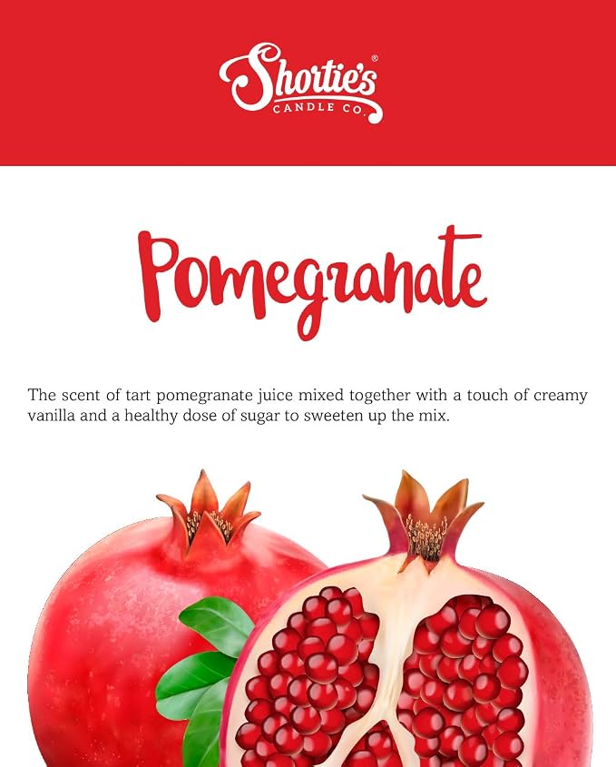 Shortie's Candle Company Pomegranate Premium Wax Melts - 3 Oz., Strong & Long Lasting, Non-Toxic - Made with Essential & Natural Oils - Formula 117