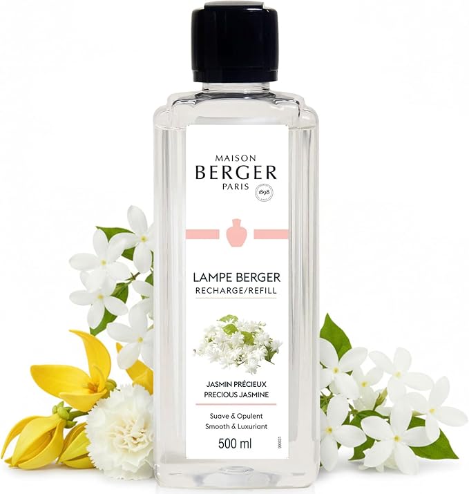 MAISON BERGER Lampe Berger Refill, 500 ml, Precious Jasmine | Catalytic Lamp Fragrance Refill, Helps Neutralize Odors, ~80 h Fragrance Diffusion, Made in France