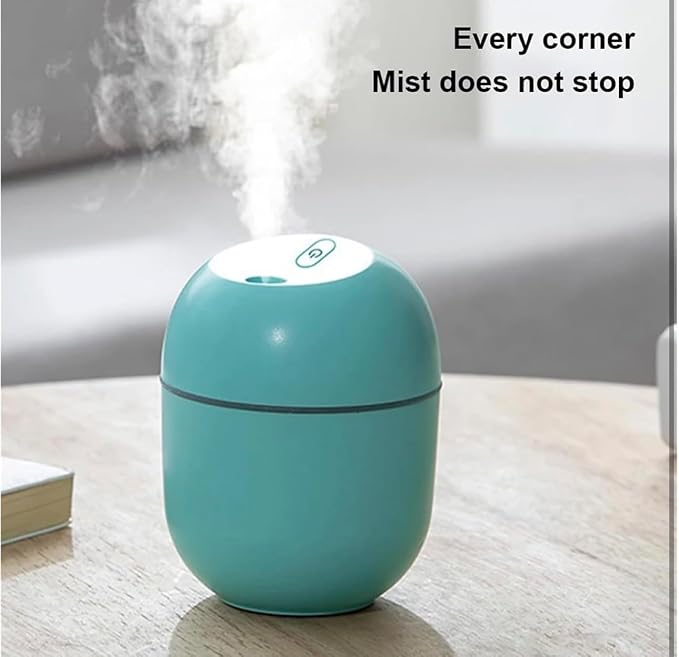 Portable 220ml Mini USB Humidifier with Colorful LED Lights – Ultrasonic Cool Mist Air Diffuser for Home, Office, Car, Bedroom (Green)