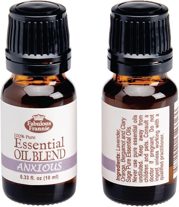 Fabulous Frannie Anxious Essential Oil Blend Made with Lavender, Bitter Orange, Bergamot and Clary Sage Pure Oils 10mL