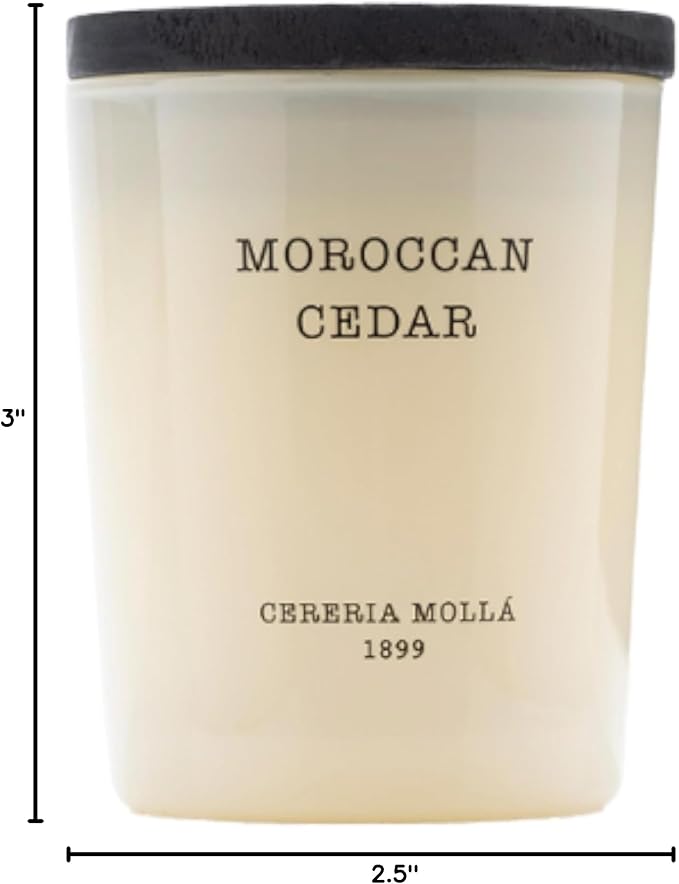 Cereria Molla Scented Candle Travel Size 2.4 oz - Luxury Home Fragrances - Handmade EU (Moroccan Cedar)