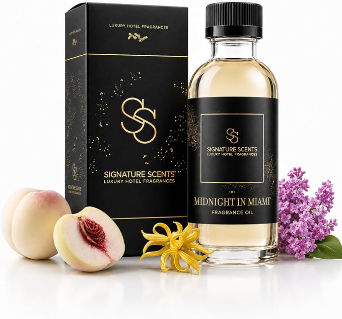 Luxury Hotel Diffuser Oil for Hotels and Homes - Aromatherapy Oils for use with an Essential Oil Diffuser at Home - Fragrance-Scent Diffuser Oil Blend (Midnight in Miami) 4.05fl oz (120ml)