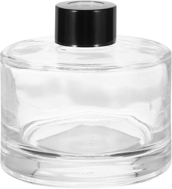 HARFINGTON 200ml/6.8oz Empty Glass Diffuser Bottle 3.2" x 3.3" Refillable Fragrance Accessories Aromatherapy Jar Container for Replacement Reed Diffuser DIY Home Bathroom Transparent
