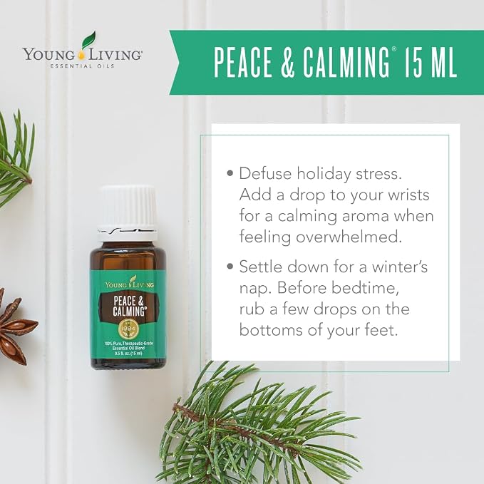 Young Living Peace & Calming Essential Oil | 15ml | Tranquil Aromatherapy Blend | Calm, Relaxing & Peaceful | Topical & Aromatic Use | Blue Tansy, Orange, Tangerine, Patchouli, & Ylang Ylang