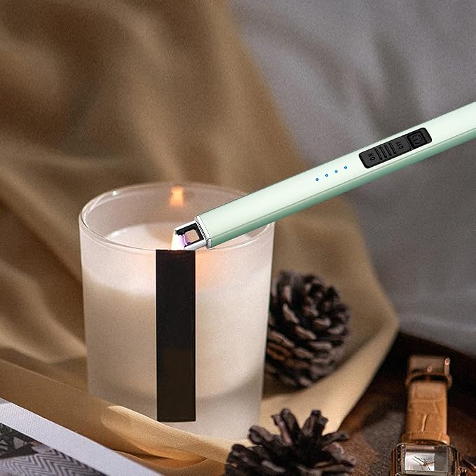ARECTECH Electric Candle Lighter with Type-C Cable Rechargeable Plasma Arc Lighter for Candle Camping Kitchen Stove Birthday Gift for Man Women Wife Green