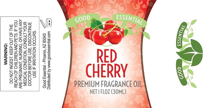 Good Essential Professional Red Cherry Fragrance Oil for Diffusers, Candles, Soaps, Lotion & Perfume - 1 fl oz (30ml) - Cherry Scent for Candle Making