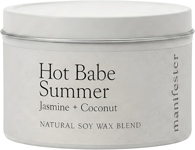 Hot Girl Summer Natural Soy Wax Candle with Mantra – Clean Burn 100% Cotton Wick (No Lead or Zinc) – Phthalate-Free & Paraben-Free – Long-Lasting – 6 oz (Hot Babe Summer Jasmin + Coconut)