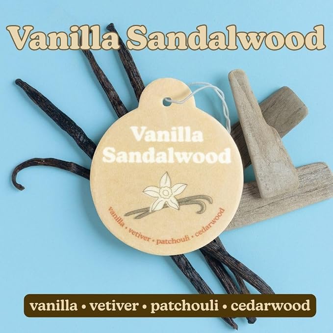 Happy Wax Earthy Mix Car Charms 4-Pack - Includes: Moonshadow, Pine Forest, Vanilla Sandalwood and Vintage Leather