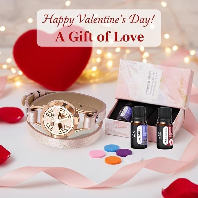 A&K Collections 18K Gold Mothers Day Easter Basket Stuffers for Her Rose Gold Plated Cross Aromatherapy Bracelet – Teen Girl Gifts Trendy Stuff, Essential Oil Lavender & Rose Diffuser Christian Jewelry for Women