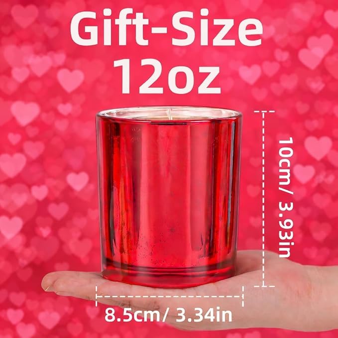 Viyffo 12oz Heat-Activated LED Light Up Scented Candle - Lavender & Eucalyptus, Non Toxic Soy Candle, Decorative Red Jar, Night Light Candle for Bedroom, Bathroom & Living Room, Novelty Gift
