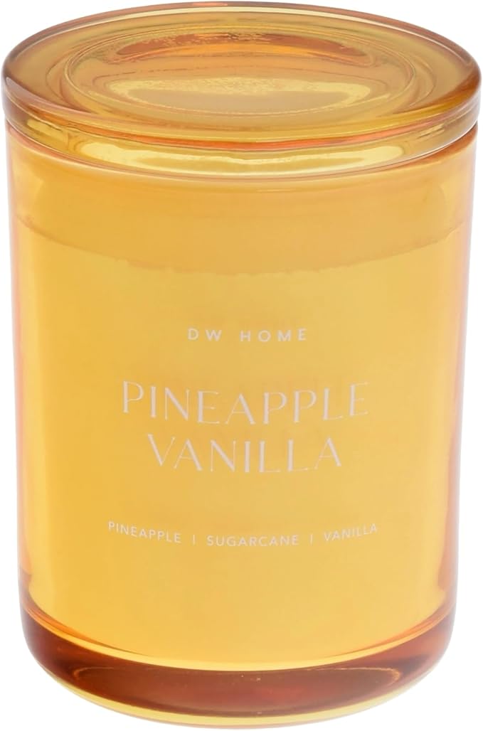 DW Home Pineapple Vanilla Scented Candles, 15 oz Double Wick Large Jar, Up to 56 Hour Burn Time, Strong Long Lasting Sweet Tropical Fragrance, Gifts for Women & Men