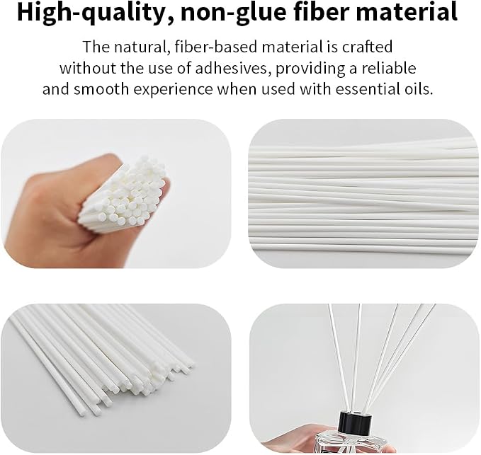 50PCS White Fiber Reed Diffuser Sticks 12 Inch Long 3mm Diameter Strong Absorption Refill Replacement Reeds for Diffuser Stick Essential Oil Scented Aroma Fragrance Rod for Home Office Spa