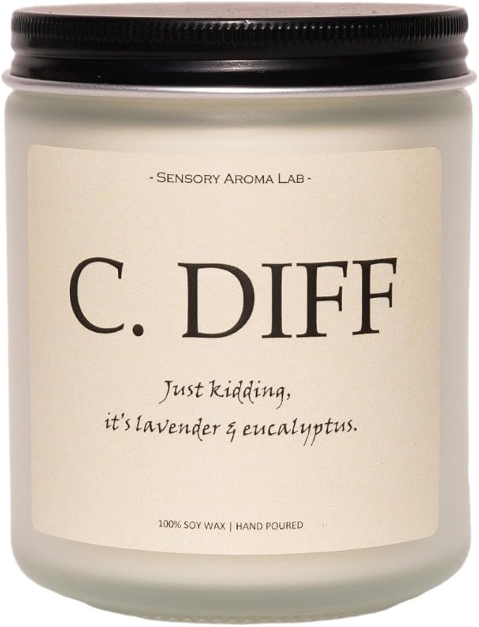 Lavender & Eucalyptus Soy Wax Candle, 7OZ - Nurse Gifts for Women, Rn Gifts for Nurses, Smells Like C.DIFF