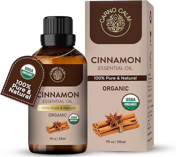 Cinnamon Essential Oil | USDA Certified Organic Cinnamon Oil |for Skin and Hair | Perfect for Aromatherapy | 1 Fl oz