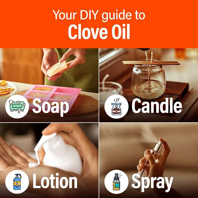 H'ana Clove Oil - 1.02 Fl Oz Clove Essential Oil for Hair, Skin, Diffuser, Aromatherapy & DIY