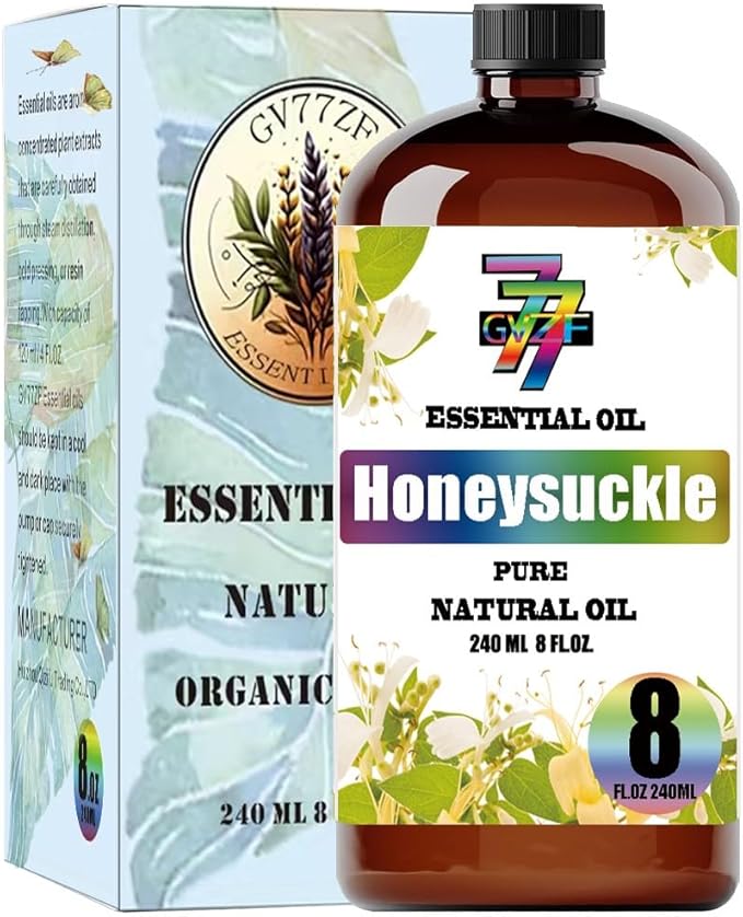 Honeysuckle Essential Oil, Honeysuckle Oils, for Diffuser, DIY Candles, Soap, Humidifier, Home, Gift, Essential Oil, GV77ZF Honeysuckle Fragrance Oil - 8 fl oz (240 ml)