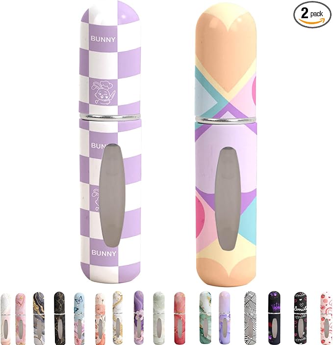 5ml Perfume Atomiser Refillable Bottles Portable Mini Spray Travel Bottle Easy to Refill Empty Atomizer Bottle for Purse Handbag Pocket Luggage,Bright Color (Fashion Geometry)