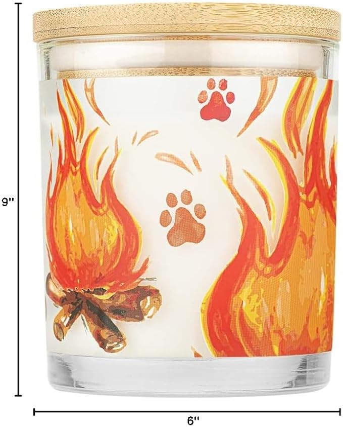 One Fur All Pet House Candle 9 OZ Plant-Based Soy Scented Candle with a 60 Hour Burn Time and a Cotton Wick - Fireside