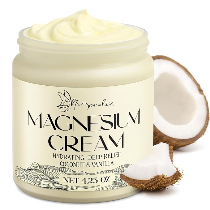 Magnesium Cream for Sleep - Topical Magnesium for Women, Muscle Relaxation, Calm, Moisturizing with Coconut Oil, Shea Butter & Hyaluronic Acid, 4.23 OZ, Safe for Kids (4.23 Ounce, Coconut)