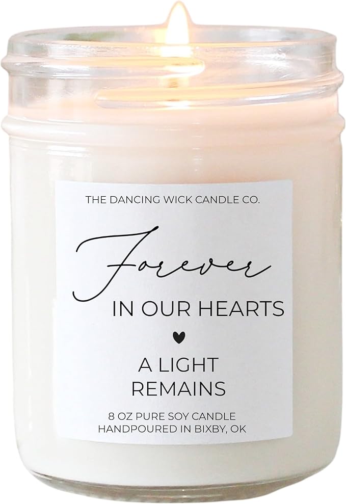 – Forever in Our Hearts Memorial Candle – Lavender Vanilla Soy Wax – Sympathy, Memorial, Remembrance Gift – 8 oz, Hand-Poured – Made in the USA (Forever in Our Hearts)