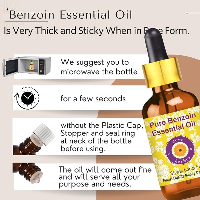 Deve Herbes Pure Benzoin Essential Oil (Styrax Benzoin) Steam Distilled (Pack of Three) 100ml X 3 (10 oz)