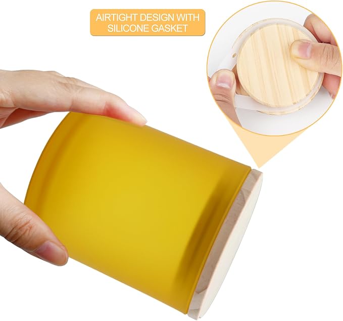 SHOWIN 10 OZ Thick Candle Jars for Making Candles 15 Pcs, Empty Jars with Wood Lids for Candle Making, Sample Container, Frosted Yellow