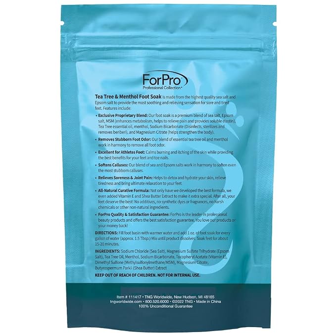ForPro Professional Collection Tea Tree Oil & Menthol Foot Soak with Sea & Epsom Salt for Toenail Athletes Foot, Stubborn Foot Odor Scent, Softens Calluses & Soothes Sore Tired Feet -Pack of 3 16oz.