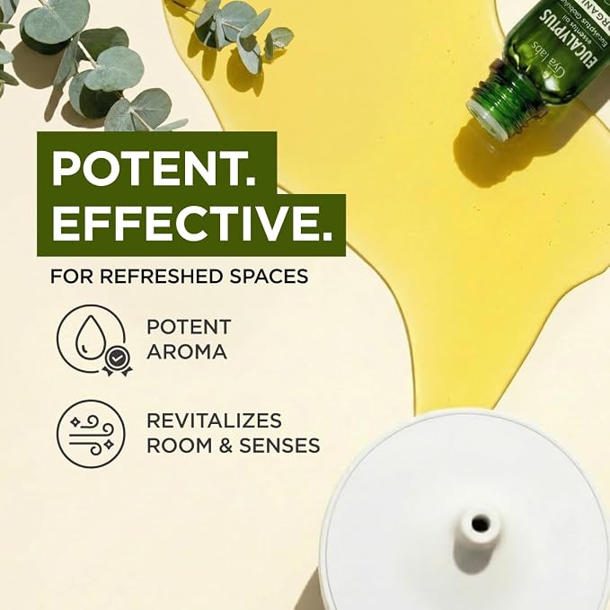 Gya Labs USDA Organic Eucalyptus Essential Oil for Diffuser & Seasonal Comfort - for Skin, Massages, Hair & Scalp Care, Aromatherapy, DIY Candle Making Scents - 0.34 Fl Oz