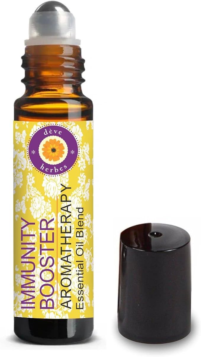 dève herbes Immunity Booster-Aromatherapy Essential Oil Blend with Spearmint, Thyme,Lemon, Clove,German Chamomile, Ylang Ylang Essential Oils & Almond Oil 10ml(0.33oz)
