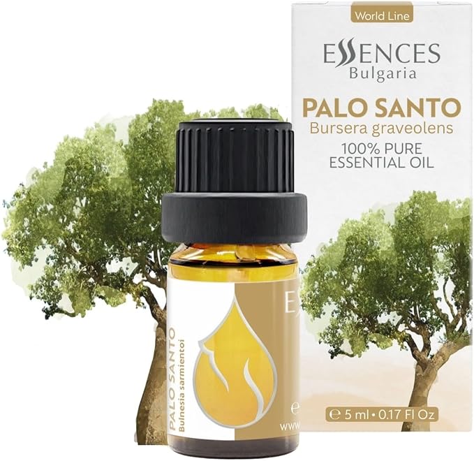 Essences Bulgaria Palo Santo Essential Oil 0.17 Fl Oz 5ml Bulnesia Sarmientoi - 100% Pure Natural Undiluted Therapeutic Grade Aromatherapy for Diffuser Humidifier Candle Making Hair and Beard Growth
