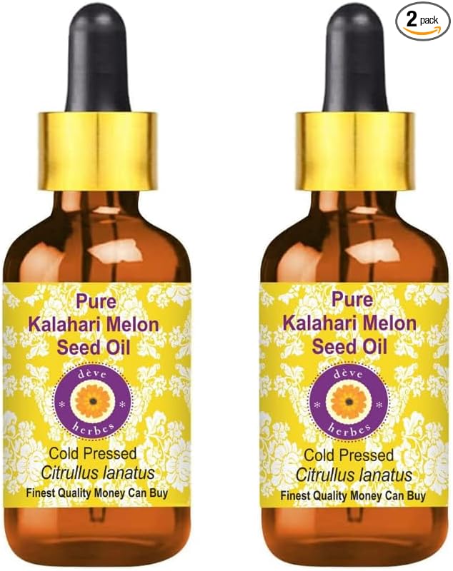 Deve Herbes Kalahari Melon Seed Oil (Citrullus lanatus) with Glass Dropper | Cold Pressed | Pure | for Diluting Essential Oils | Hair, Skin & Massage | Lightweight| Unisex | 15ml X 2 (1 oz)