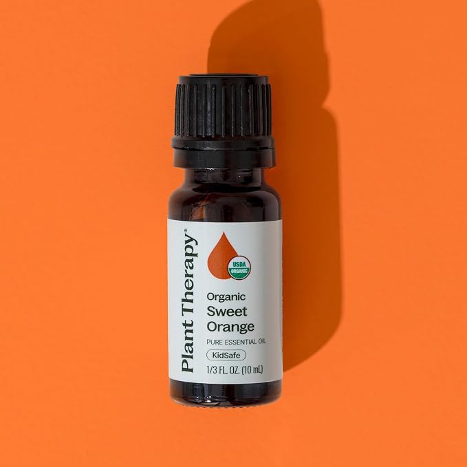 Plant Therapy Organic Sweet Orange Essential Oil, 10 mL (1/3 oz), 100% Pure, USDA Certified Organic, Undiluted, Bright and Refreshing Scent