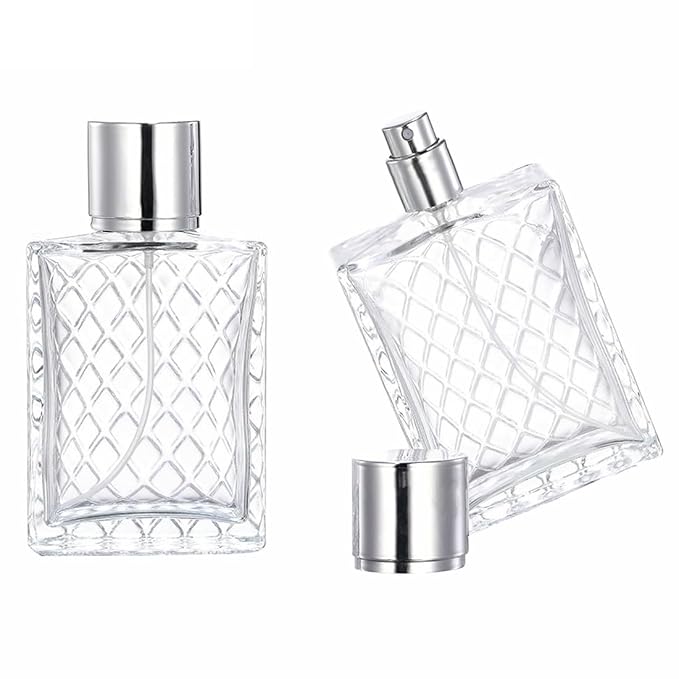 2Pcs 100ml 3.4 oz Empty Refillable Spray Perfume Bottles large cosmetic Fine Mist Atomizer Portable Clear Glass Essential Oil Container for Travel