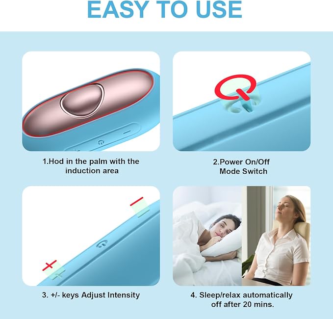 Handheld Relaxation Device – Dual-Mode Gentle Pulse Wellness Tool for Adults & Kids, Portable Sleep Device, Supports Calm Focus & Better Rest, USB-C Rechargeable (Blue)