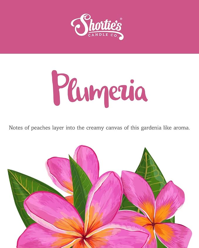 Shortie's Candle Company Pure Plumeria Premium Wax Melts - 3 Oz., Strong & Long Lasting, Non-Toxic - Made with Essential & Natural Oils - Formula 117