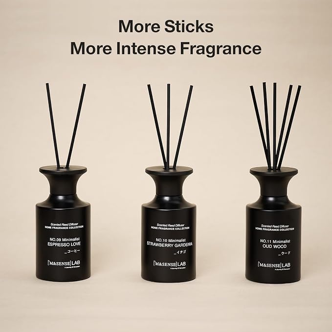 M&SENSE Minimalist Large Reed Diffuser 300ml, Sage & Smoke Scented with Natural Essential Oils, Long Lasting with 7 Sticks, Non-Toxic Home Fragrance for Bedroom, Bathroom Decor