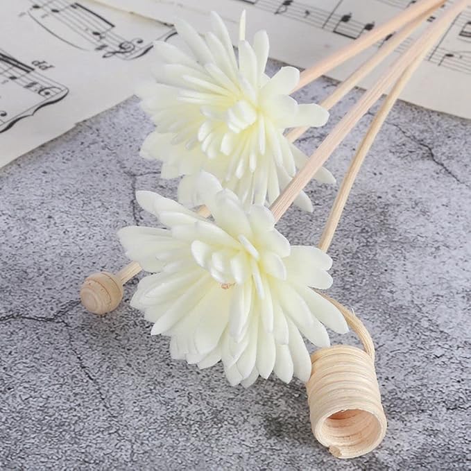 4 Pcs Rattan Reed Fragrance Diffusers and Flower Replacement Refill Sticks, Handmade Flower Reed Diffuser, for Home, Office, Spa, Bedroom, Total Length: 6.3-9.84 inch