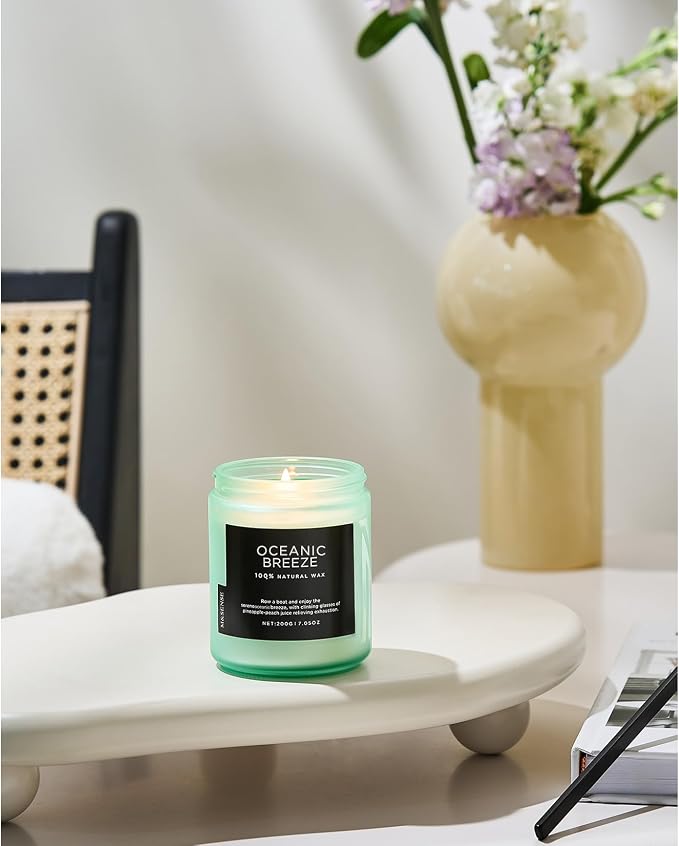 M&SENSE Oceanic Breeze Home Scented Candles, 7.05oz Natural Soy Wax, 50-Hour Slow Burning, Non Toxic Organic Candle, Aromatherapy Fragrance for Stress Relief, Housewarming Gifts for Women/Men