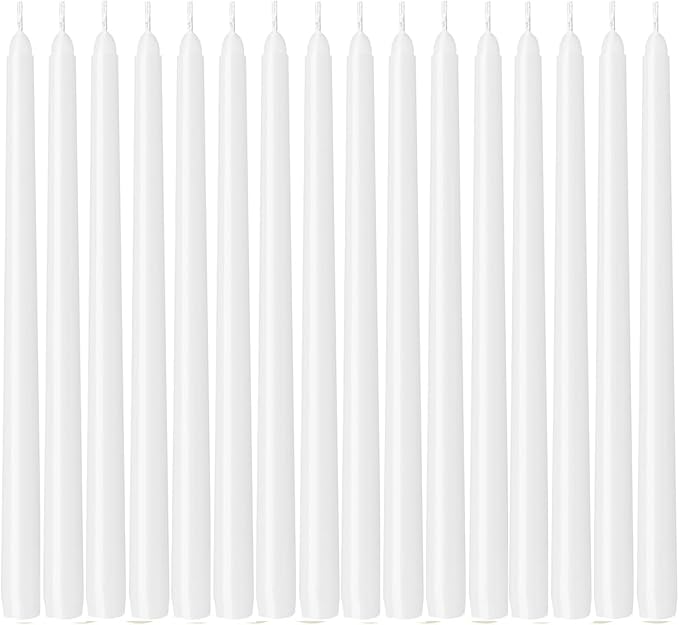 WPONSZU 16 Pack White Taper Candles, 7-8 Hours Burn Time, Unscented, Smokeless and Dripless, 4/5 x 10 Inch for Christmas,Household,Dinner,Wedding,Valentine's Day,Party and Home Décor Candlesticks