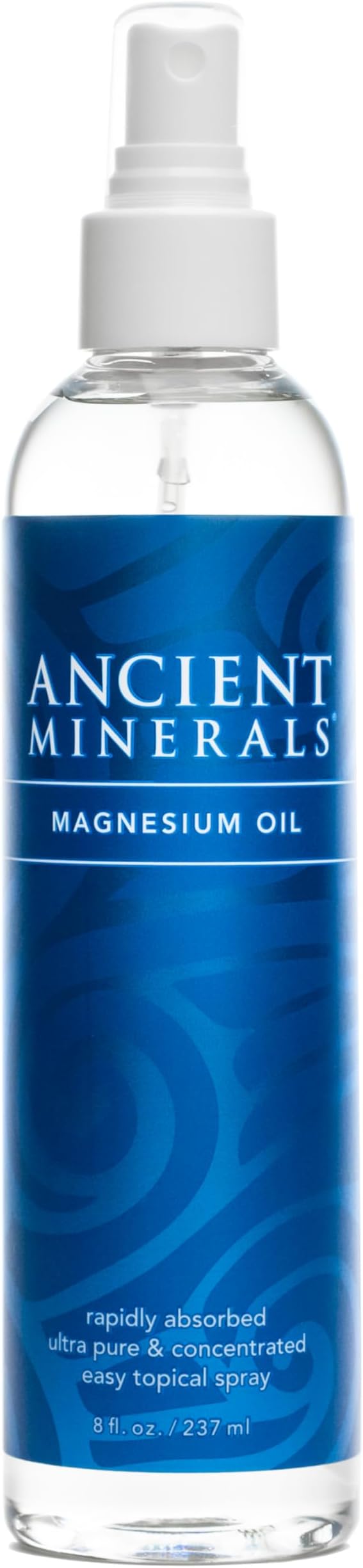 Ancient Minerals Magnesium Oil Spray Bottle of Pure Genuine Zechstein Magnesium Chloride - Topical for Skin Application (8oz)