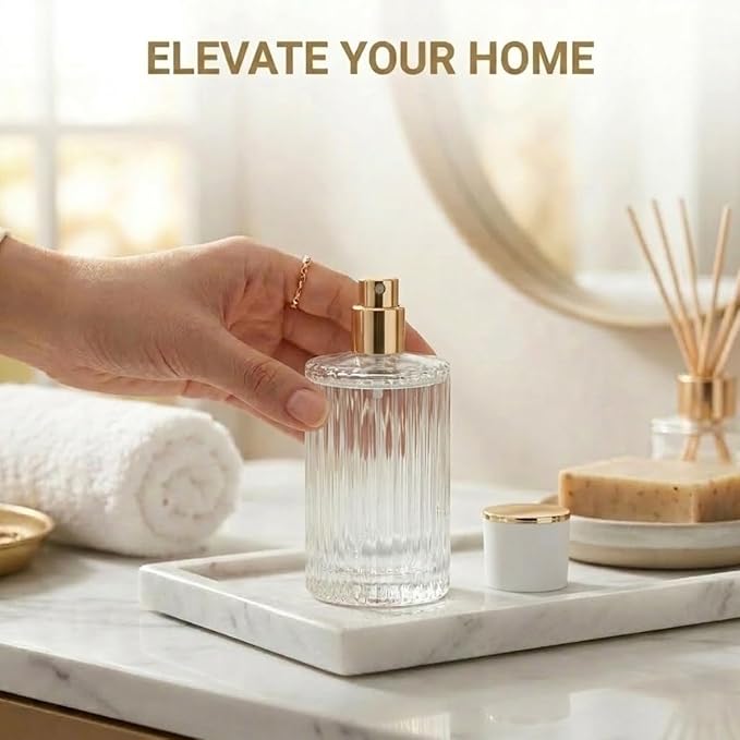 100ml Empty Perfume Spray Bottles, 3 Pack Ribbed Glass Atomizer Bottle Refillable Portable Glass Atomizers with Funnel and Dropper, Fine Mist Spray for Women Men Dispenser Fragrance Container Set