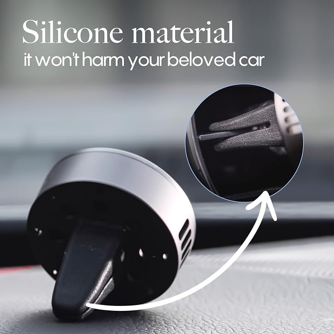Car Air Freshener Vent Clip, 5 Pack Refills, Essential Oil Car Diffuser (1 Metal Clip + 5 Fragrance Pads), Long Lasting 80 Days, Easy to Clip on Vent, black, Gardenia Jasmine