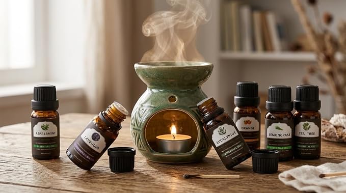 WEALD TRIBE Essential Oils Set for Diffusers, Aromatherapy, Air Freshener with Humidifiers, Home Fragrance, Candle Making Scents Gift 6x10ml(Peppermint|Lavender|Tea Tree|Eucalyptus|Orange|Lemongrass)