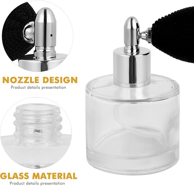 HEALLILY Refillable Perfume Bottle 3.54In Fine Mist Spray Atomizer Leakproof Clear Glass Travel Container for Fragrance Dispensing