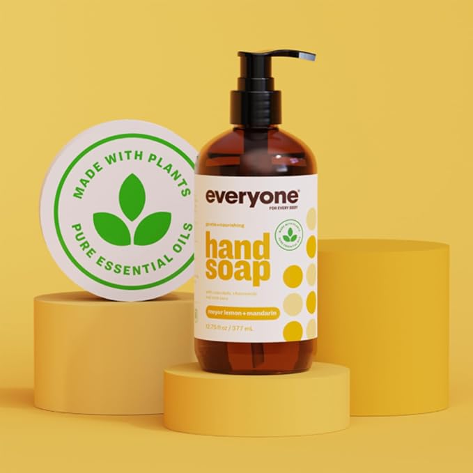 Everyone Liquid Hand Soap,12.75 Ounce,Meyer Lemon and Mandarin,Plant-Based Cleanser with Pure Essential Oils,(Pack of 6)