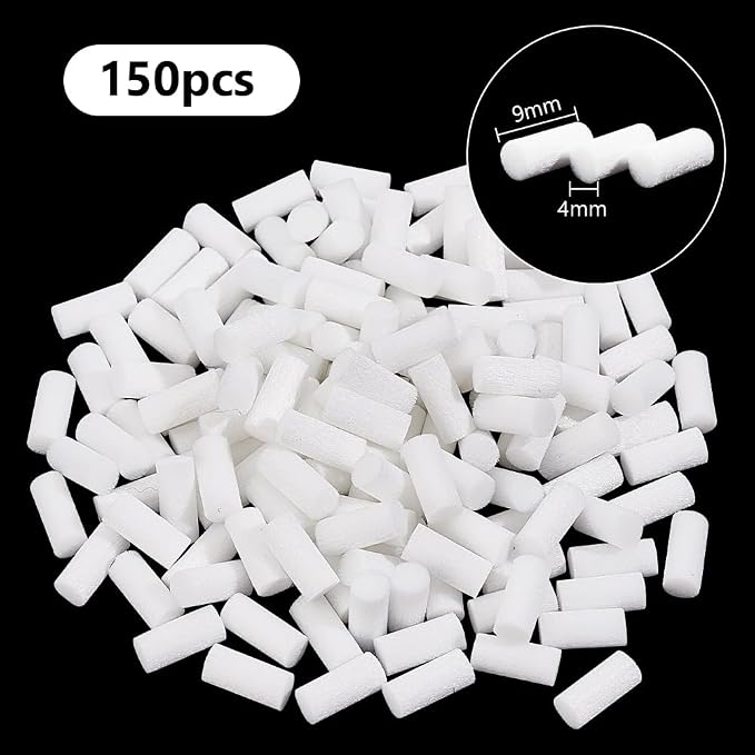 PH PandaHall 150pcs Diffuser Necklace Refill Sticks Scent Essential Oil Diffuser Sticks Replacement, 9x4mm White Fibre Cotton Core Absorbent Mini Replacement Refill Sticks for Aroma Necklace