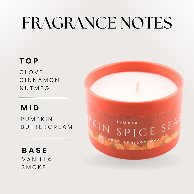 Pumpkin Spice Season Luxury Candle – Cinnamon Spiced Vanilla with Clove, Nutmeg & Buttercream – Handcrafted Vegan Coconut Wax, Phthalate-Free, Cruelty-Free – Cozy Fall Decor Tin Candle (5 oz.)